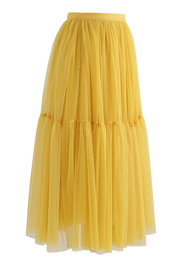 Can't Let Go Mesh Tulle Skirt in Yellow - Retro, Indie and Unique Fashion