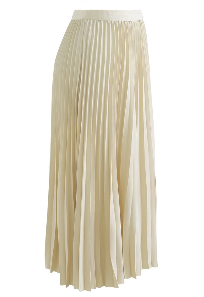 Simplicity Pleated Midi Skirt in Light Yellow - Retro, Indie and Unique ...