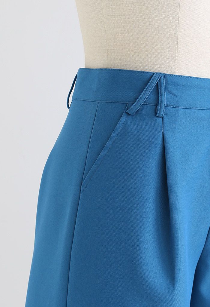 Triangle Belt Loop Textured Shorts in Blue - Retro, Indie and Unique ...
