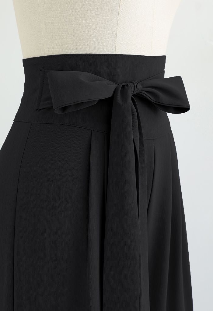 Bowknot High Waist Wide-Leg Pants in Black - Retro, Indie and Unique ...