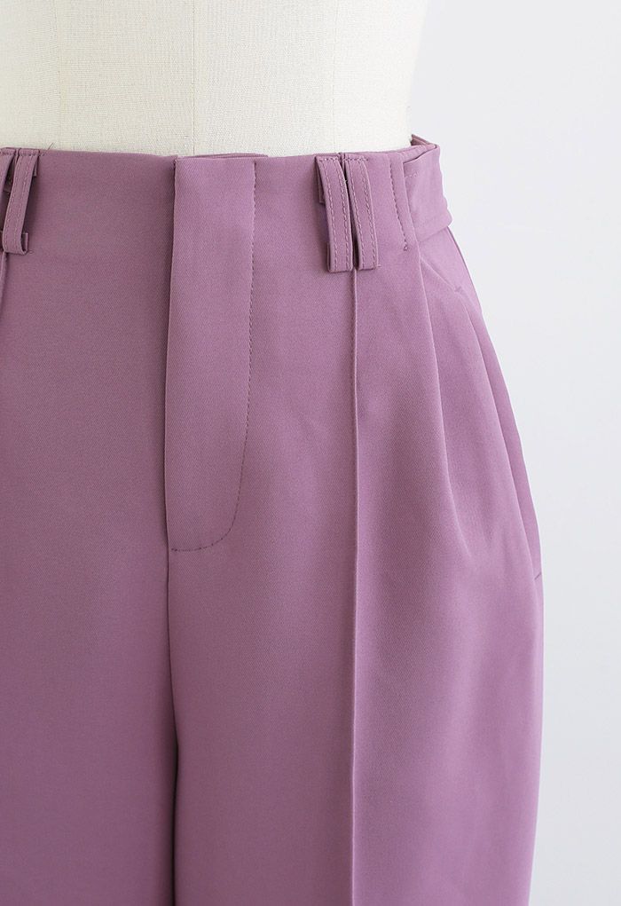 Simplicity Buttoned Waist Straight-Leg Pants in Purple - Retro, Indie ...
