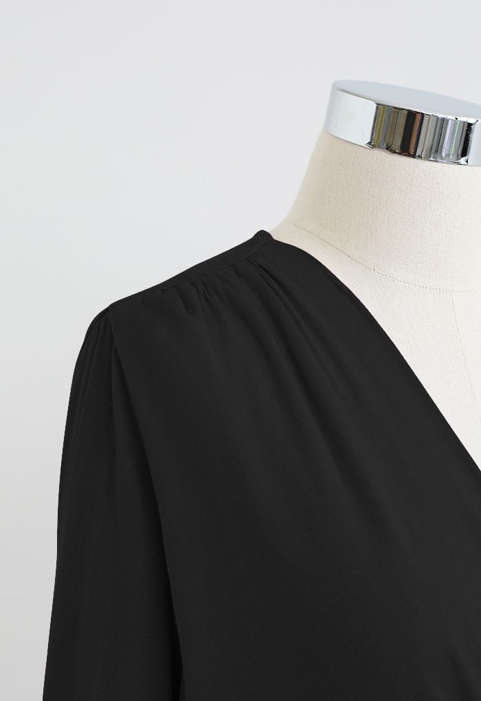 Ultra-Soft Cotton Wrap Top in Black - Retro, Indie and Unique Fashion