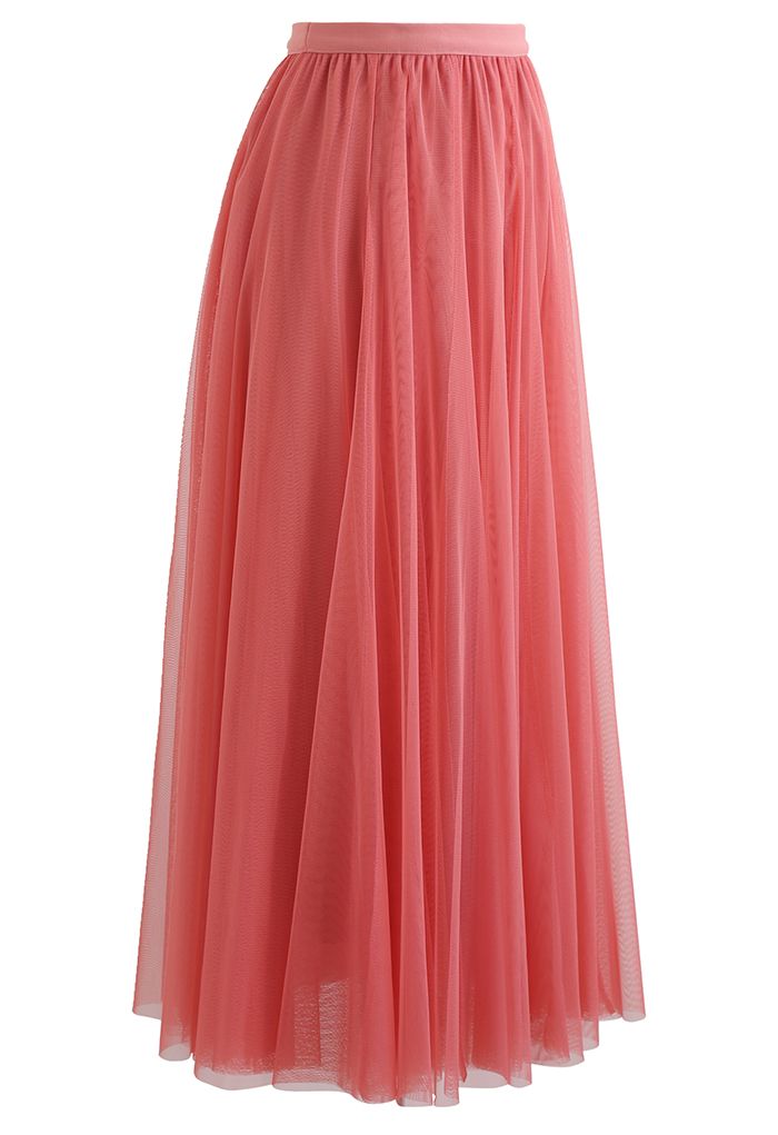 My Secret Garden Tulle Maxi Skirt in Coral - Retro, Indie and Unique ...