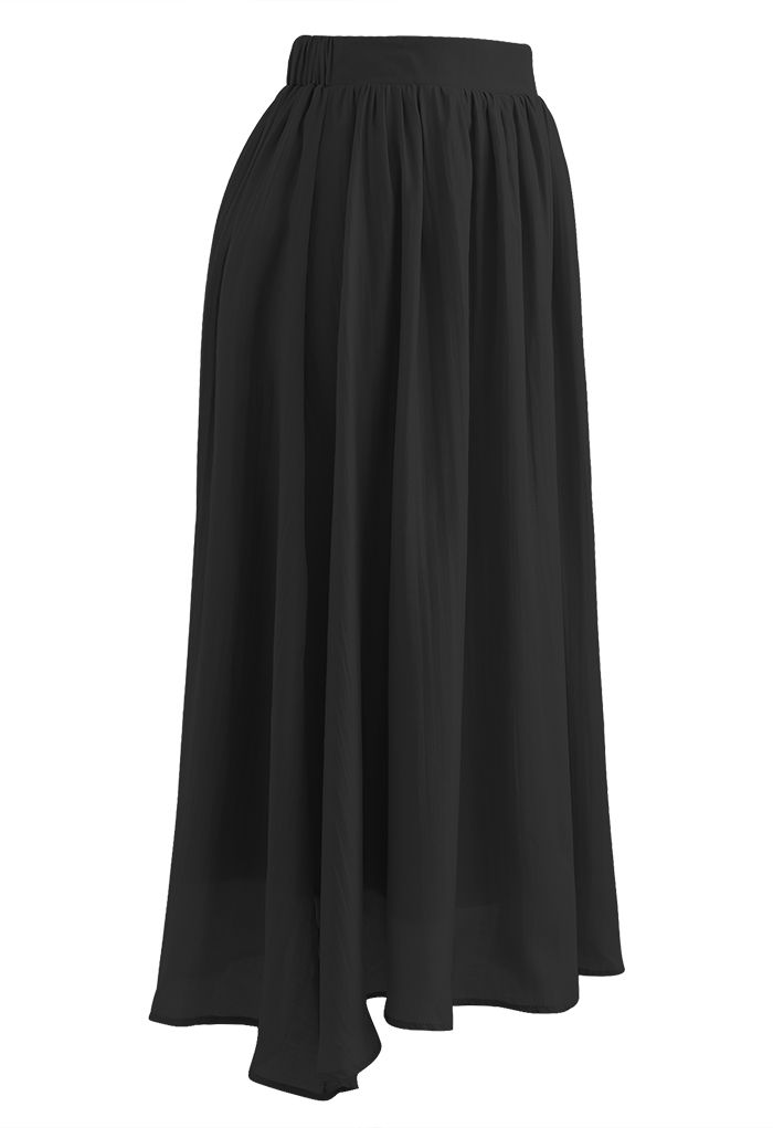 Simplicity Solid Color Textured Skirt in Black - Retro, Indie and ...