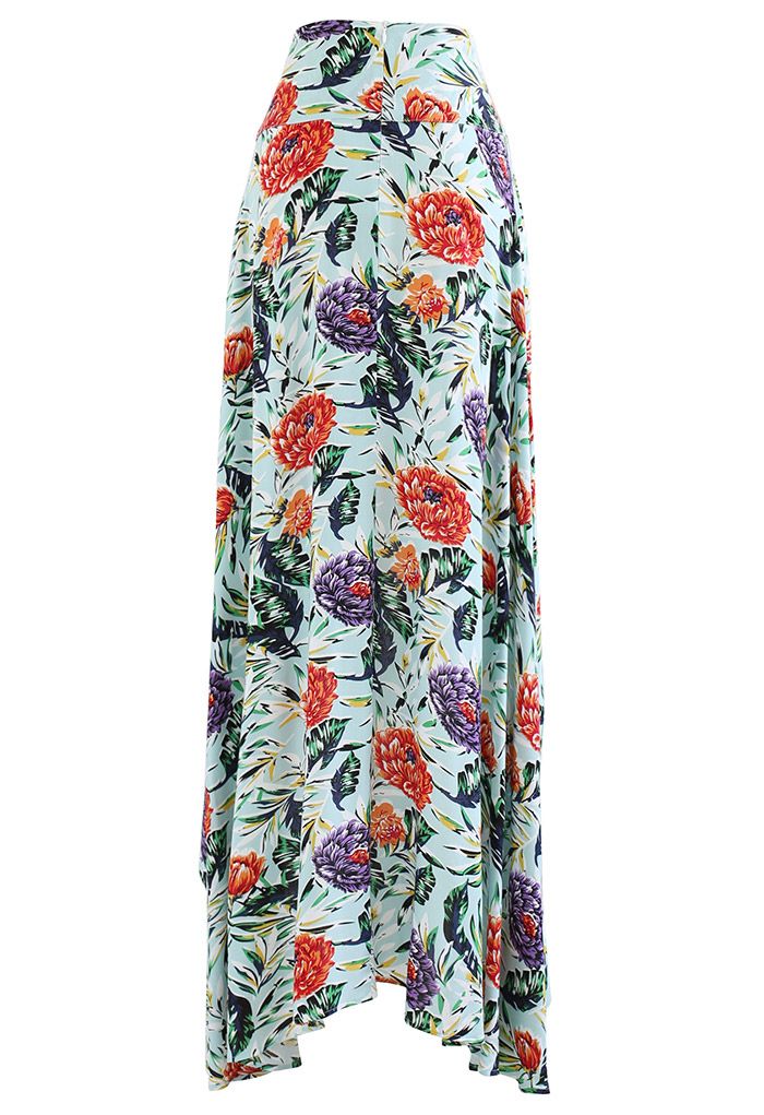 Lazy Summer Flap Front Hi-Lo Maxi Skirt in Tropical - Retro, Indie and ...