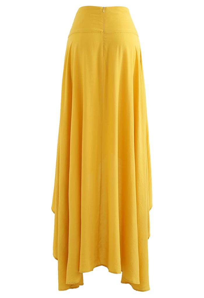 Lazy Summer Flap Front Hi-Lo Maxi Skirt in Yellow - Retro, Indie and ...
