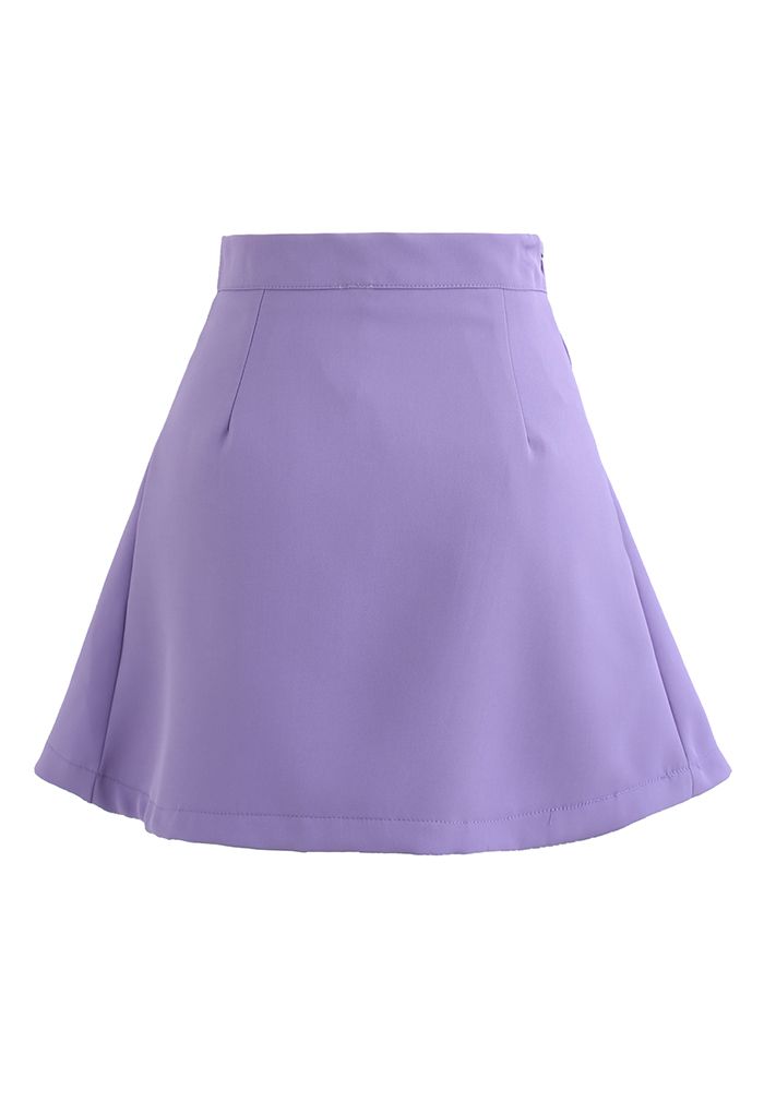 Tiny Heart Button Pleated Mini Skirt in Purple - Retro, Indie and ...