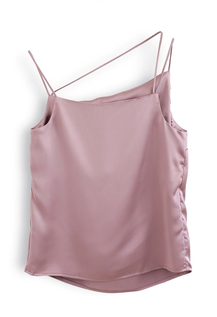 Triple Strings Cowl Neck Satin Tank Top in Dusty Pink - Retro, Indie and  Unique Fashion