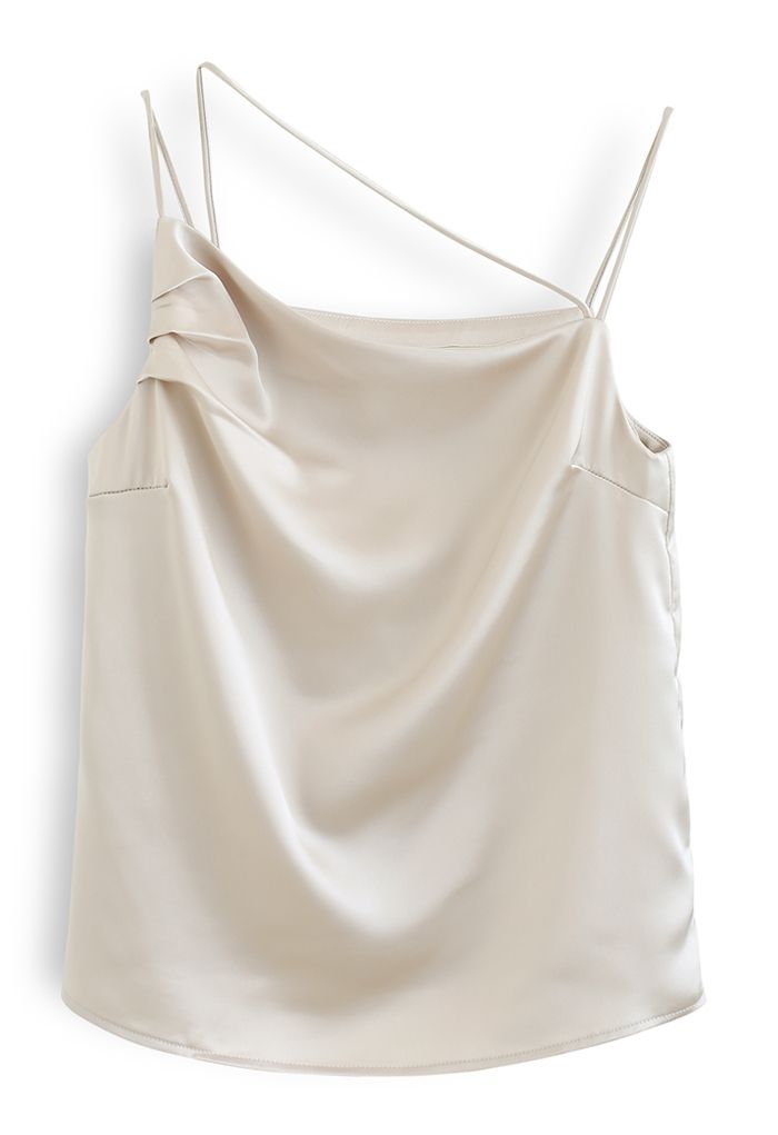 Triple Strings Cowl Neck Satin Tank Top in Champagne - Retro, Indie and  Unique Fashion