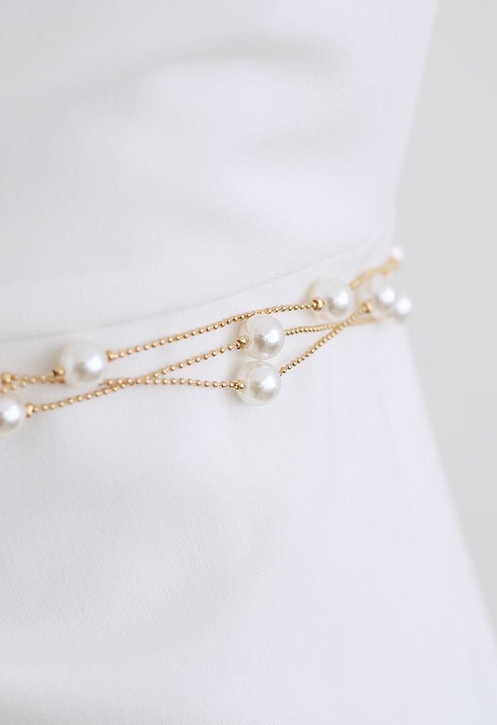 Triple Chain and Pearl Belt Gold