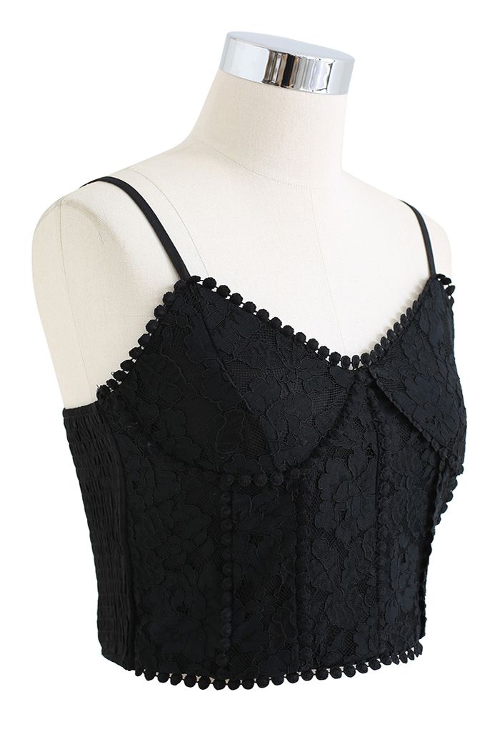 Floral Crochet Lace Cami • Black