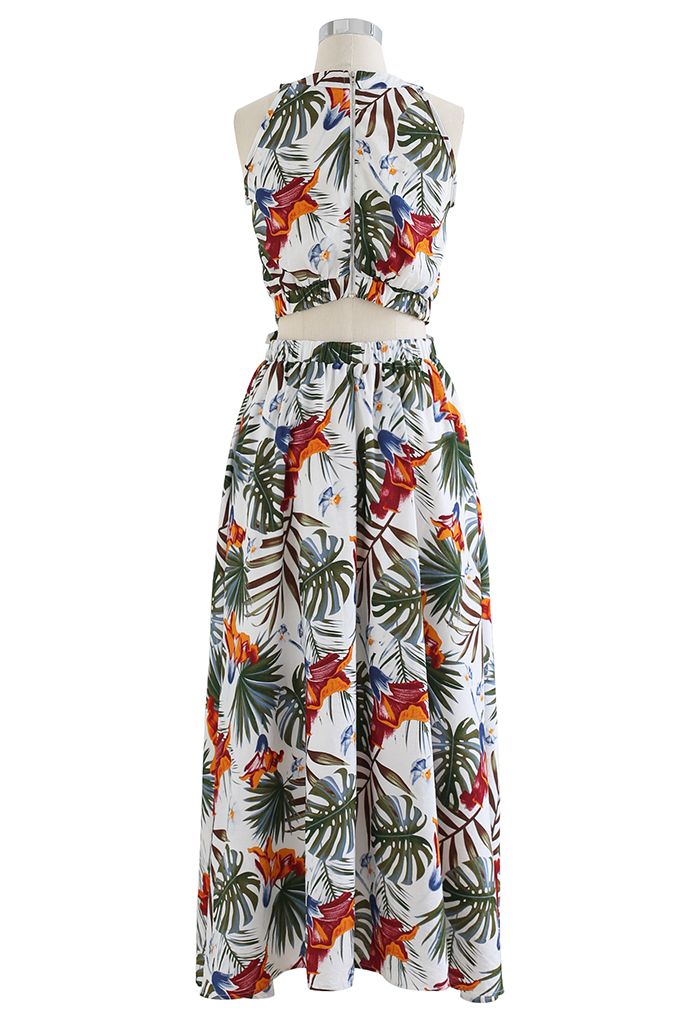 Summer Heaven Palm Print Halter Neck Maxi Dress - Retro, Indie and ...