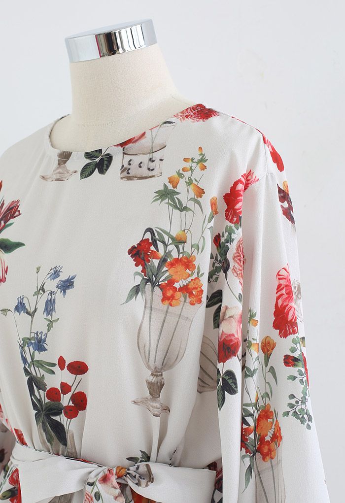 Fascinating Floral Bubble Sleeves Frilling Dress - Retro, Indie and ...