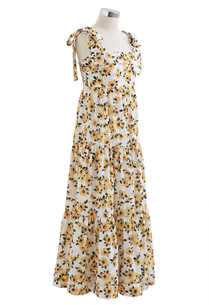 Sunflower Tie-Strap Frilling Dress in White