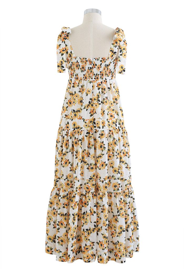 Sunflower Tie-Strap Frilling Dress in White