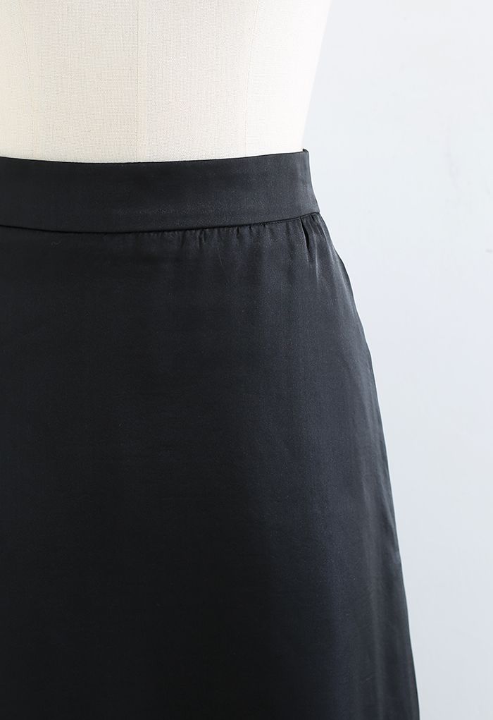 Breezy High Waist Sheer Midi Skirt in Black