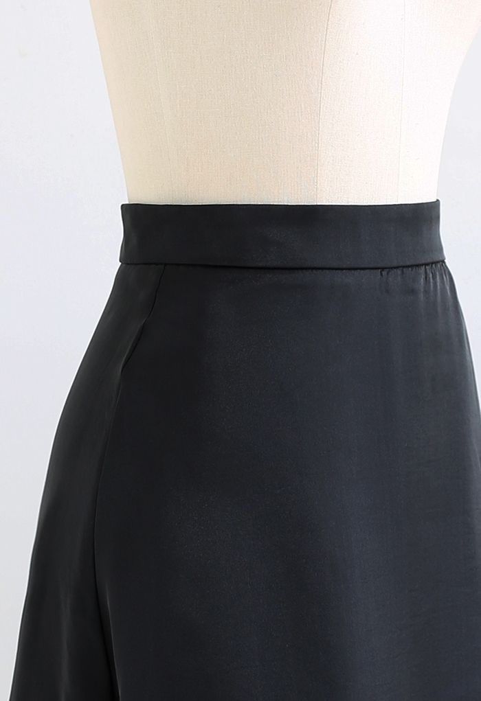 Breezy High Waist Sheer Midi Skirt in Black