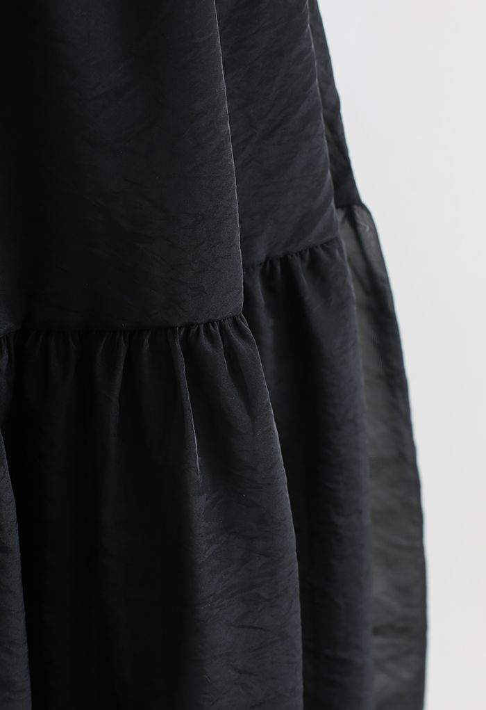 Side Pocket Semi-Sheer Frilling Skirt in Black - Retro, Indie and ...