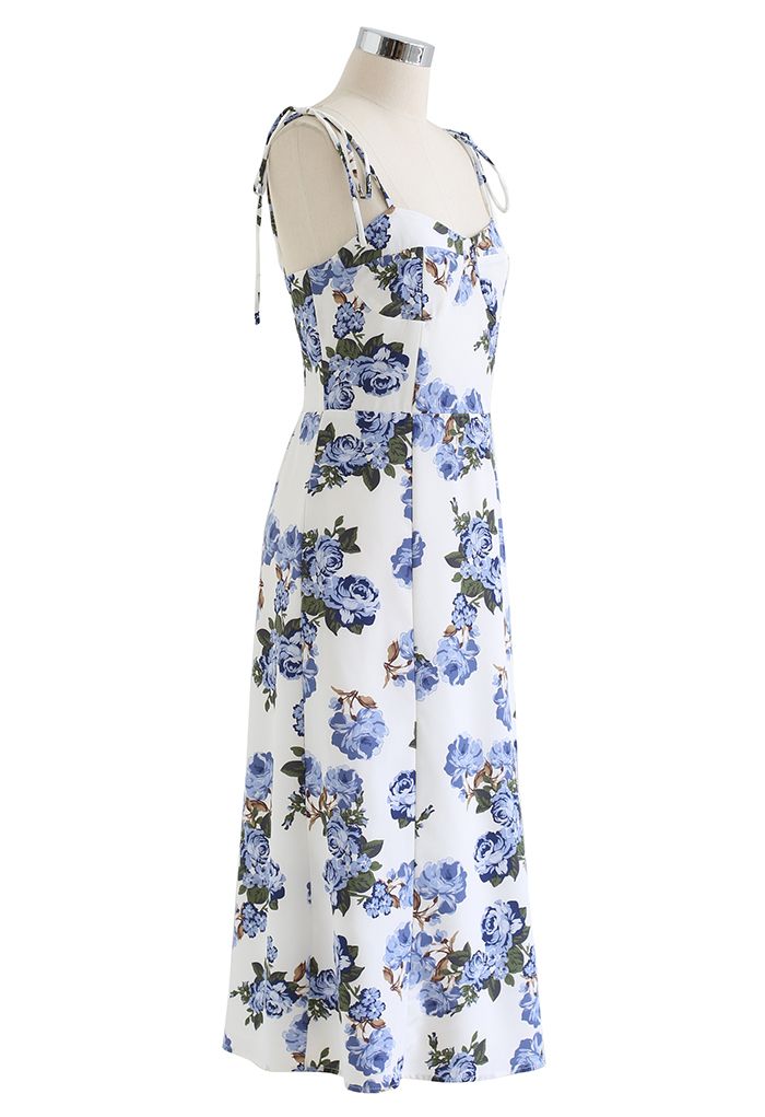 Embellished Print Maxi Cami Dress in Sustainable Viscose Blue