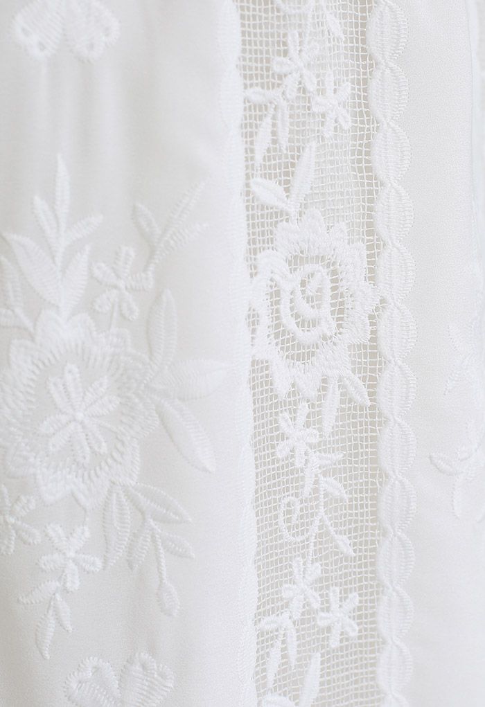 Refined Cutwork Embroidery Sleeveless Dress in White