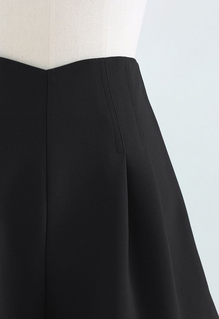 Stitches Waist Pleated Shorts in Black - Retro, Indie and Unique Fashion