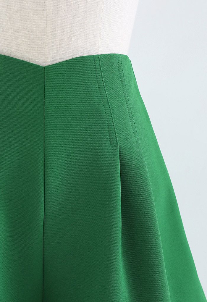 Stitches Waist Pleated Shorts in Green - Retro, Indie and Unique Fashion