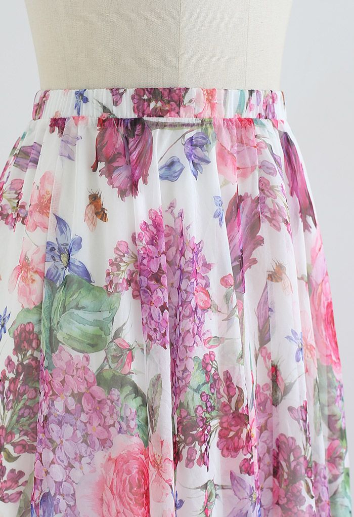 Flourish Bloom Chiffon Maxi Skirt - Retro, Indie and Unique Fashion