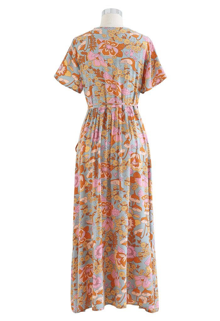 Bird and Flower Print Wrap Dress - Retro, Indie and Unique Fashion