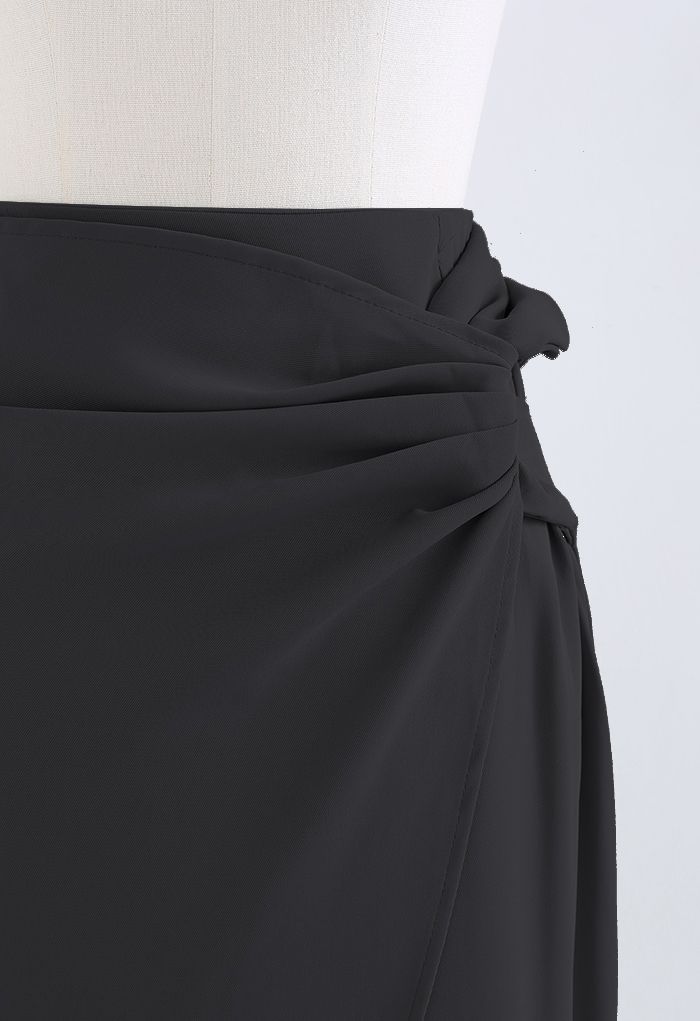 Twisted Knot Flap Pencil Skirt in Black - Retro, Indie and Unique Fashion