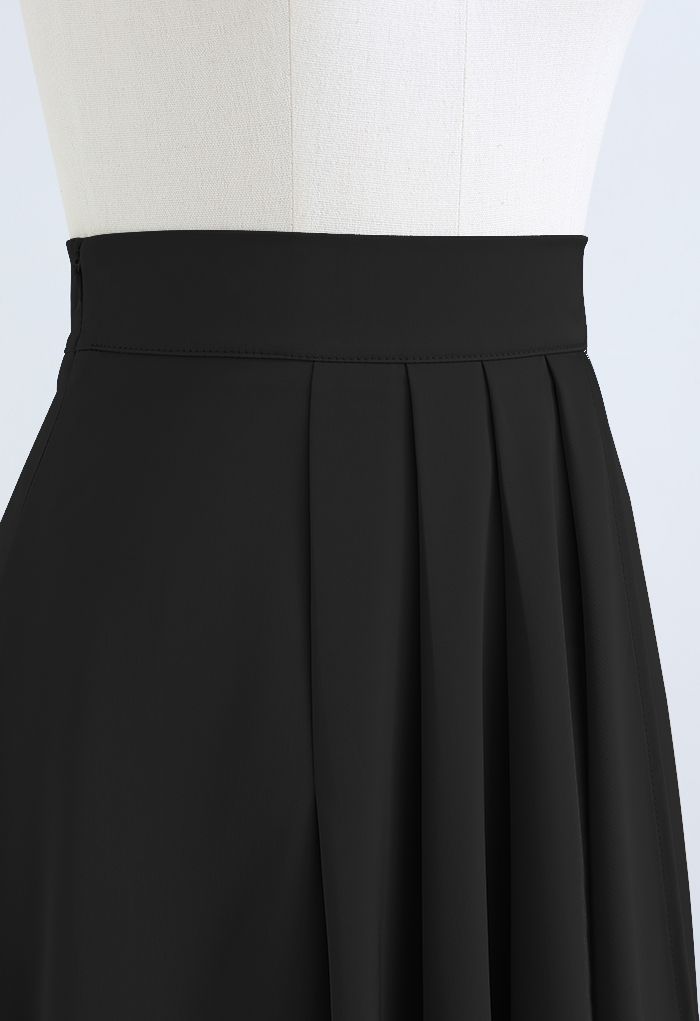 Midi Skirts, Satin, Black & Pleated Midi Skirts