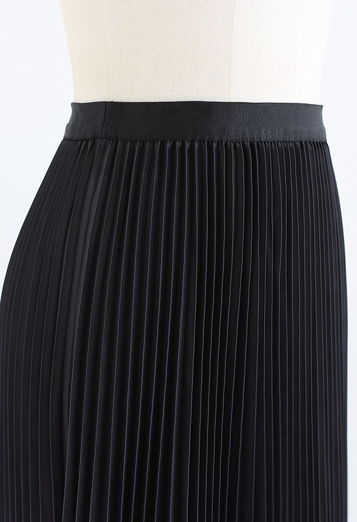 Black Gradient Pleated Midi Skirt - Retro, Indie and Unique Fashion