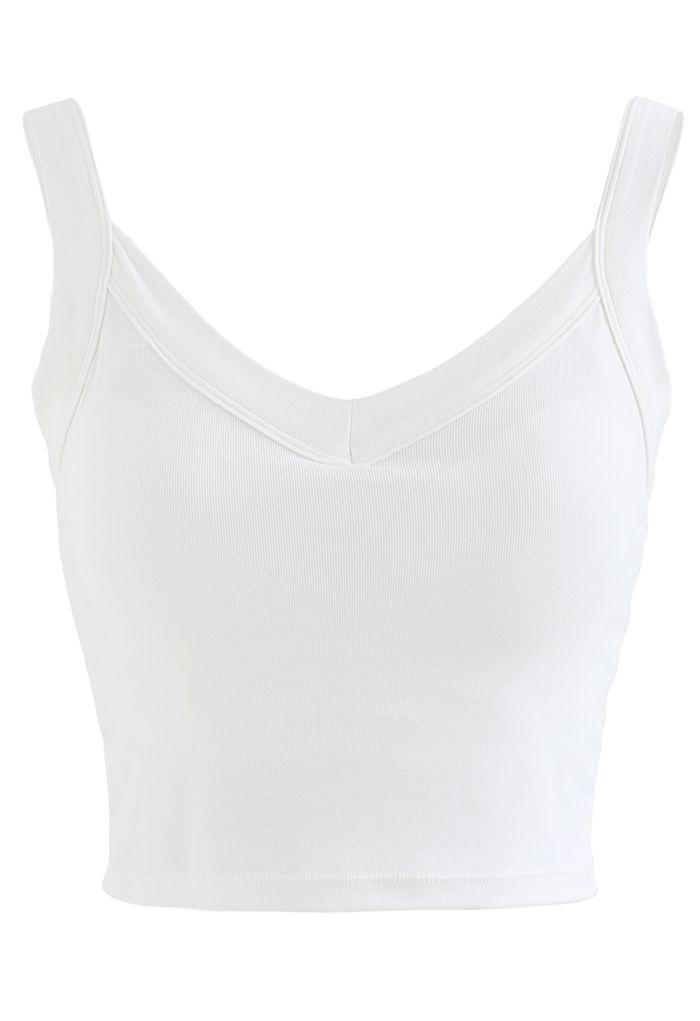 Soft V-Neck Crop Tank Top in White - Retro, Indie and Unique Fashion