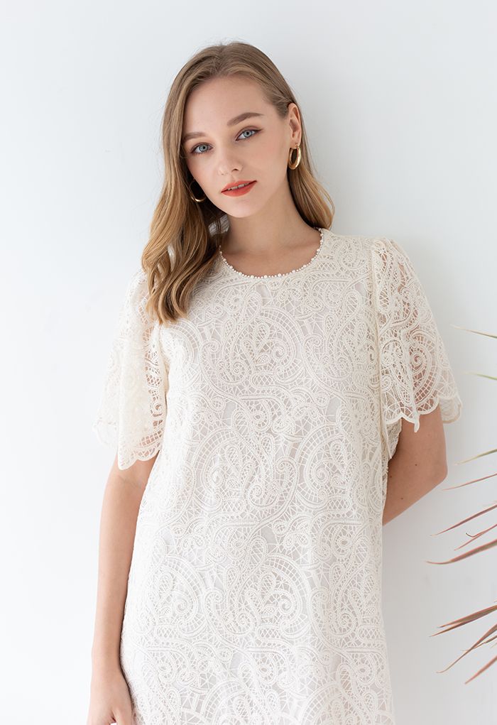 Embroidered lace hot sale shift dress