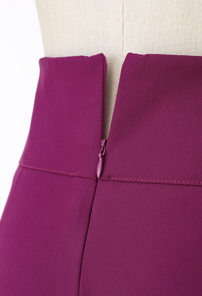 Cutout Waist Wide Leg Pants in Magenta - Retro, Indie and Unique Fashion