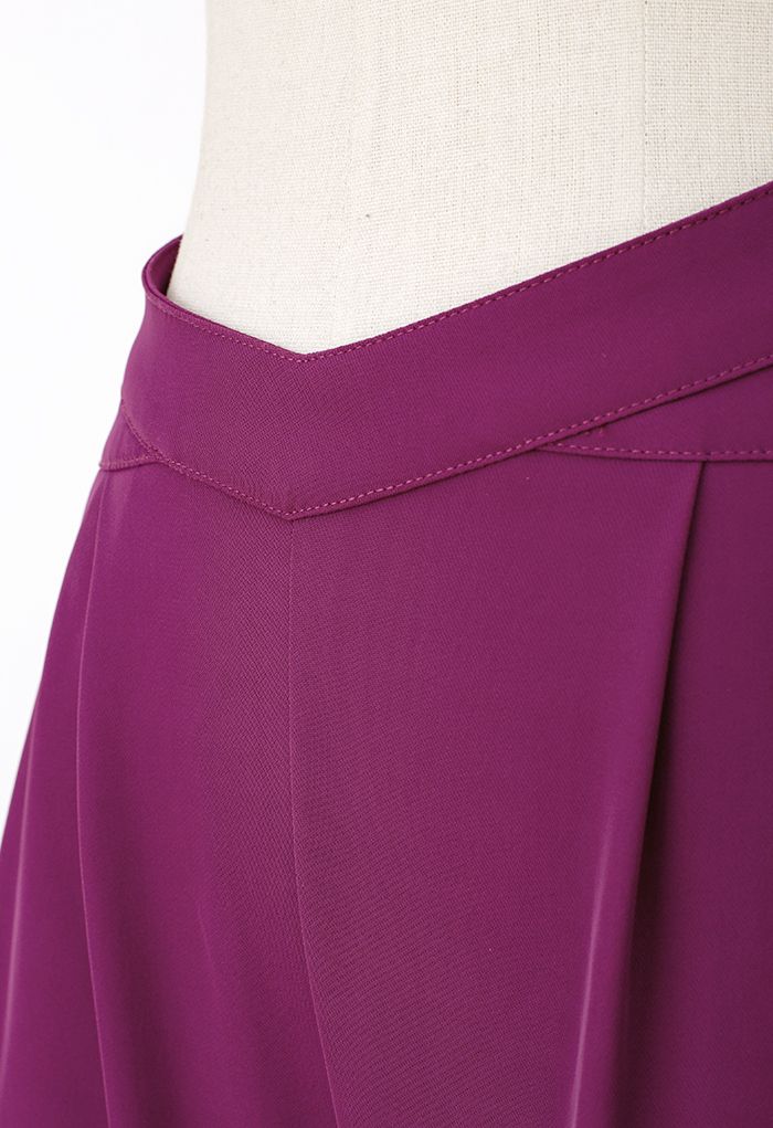 Cutout Waist Wide Leg Pants in Magenta - Retro, Indie and Unique Fashion