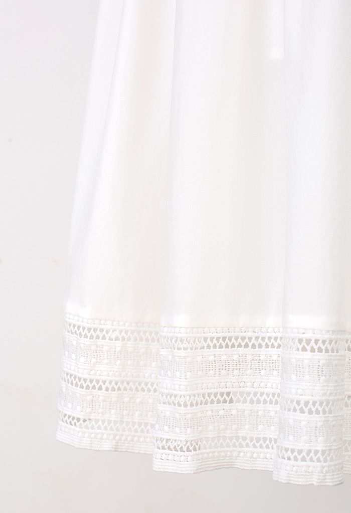 Crochet Hem Frilling Midi Skirt in White - Retro, Indie and Unique Fashion