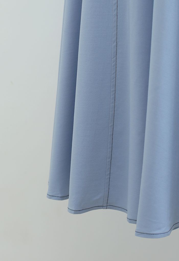 Side Pocket Stitches Flare Skirt in Sky Blue - Retro, Indie and Unique ...