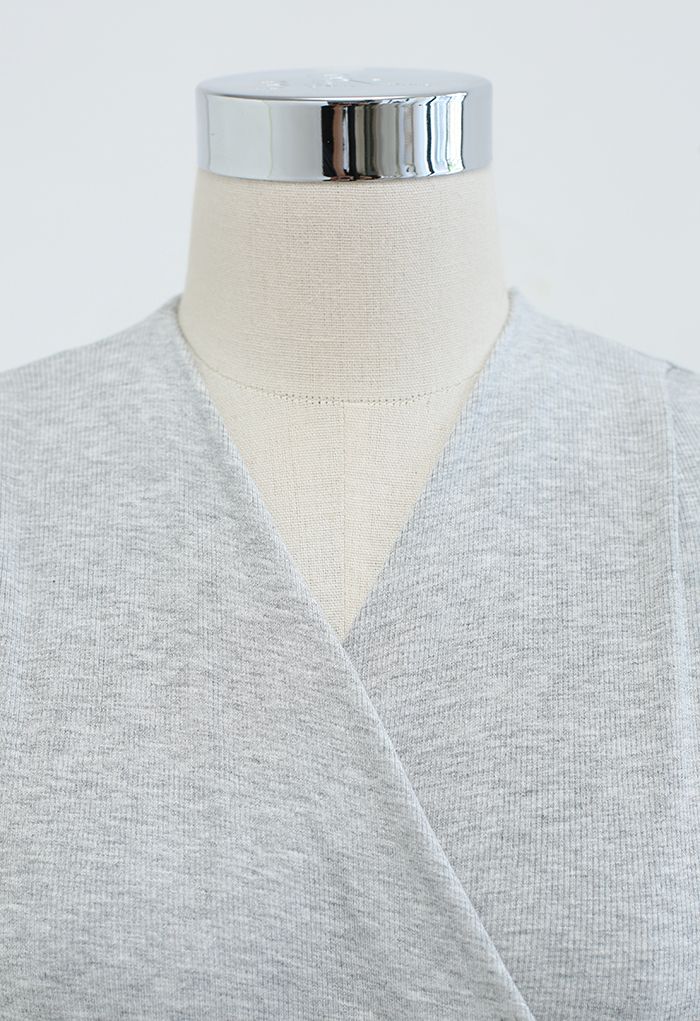 Cozy-Soft Cotton Wrap Top in Grey