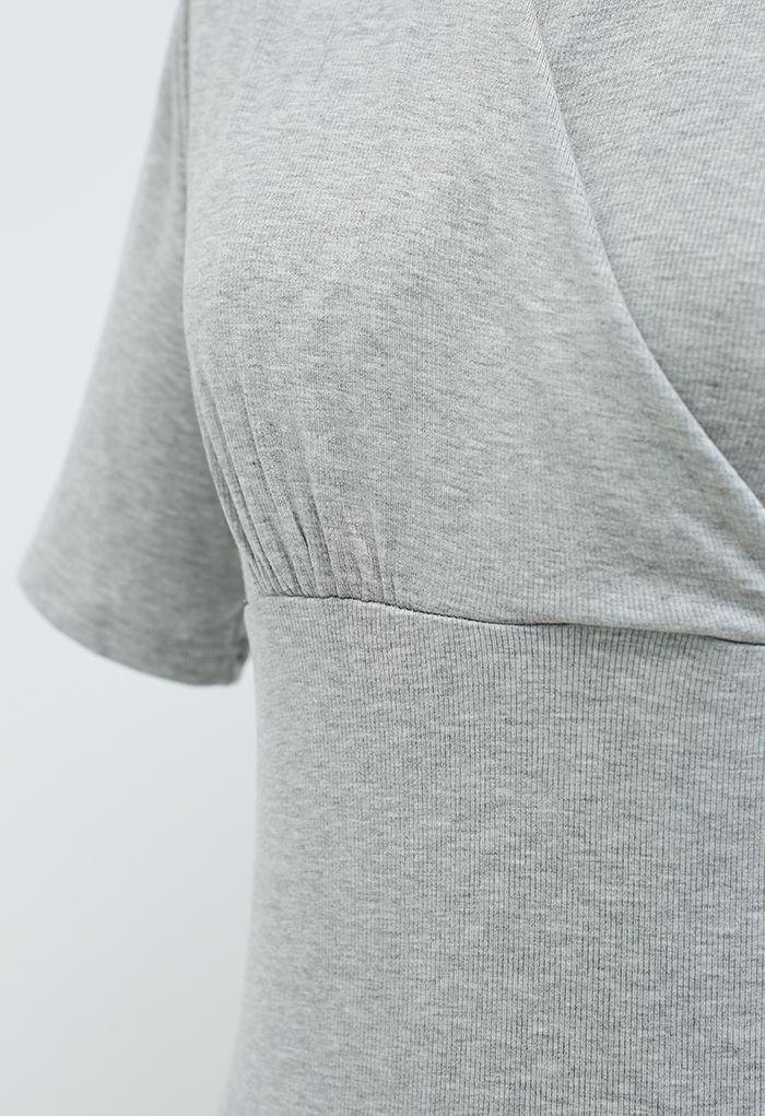 Cozy-Soft Cotton Wrap Top in Grey