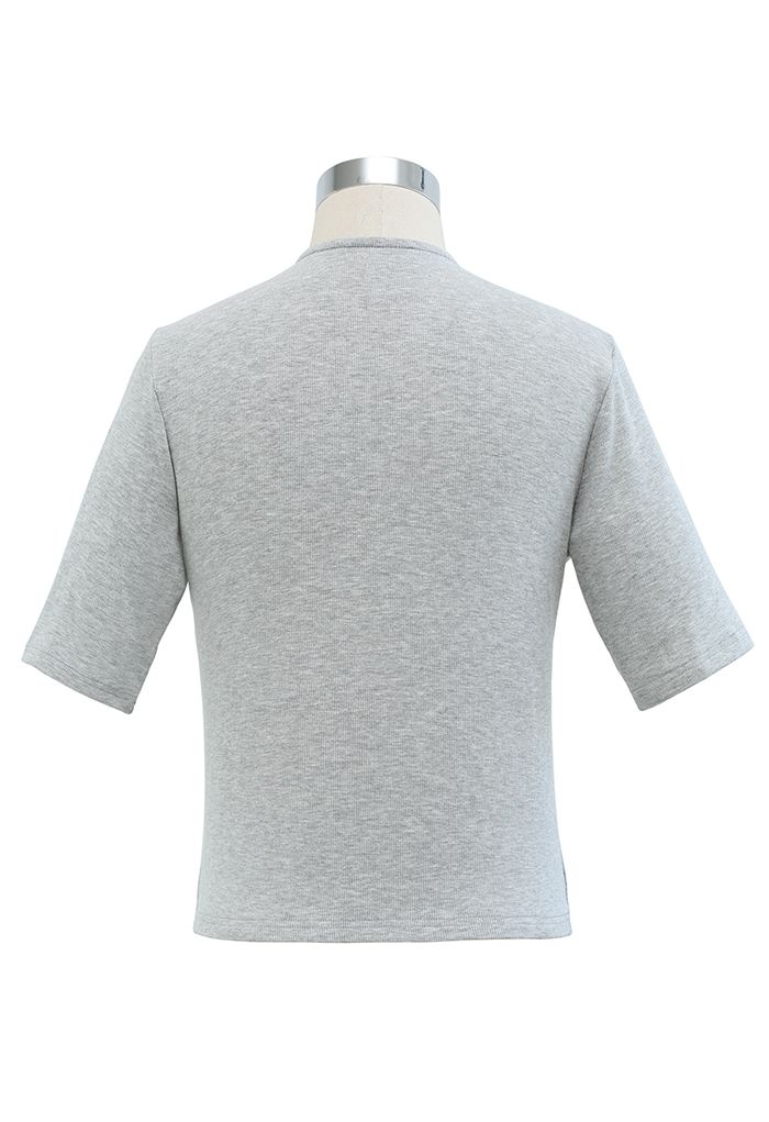 Cozy-Soft Cotton Wrap Top in Grey