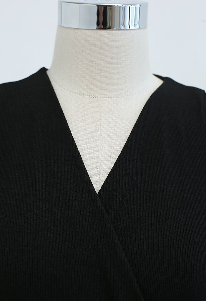 Cozy-Soft Cotton Wrap Top in Black