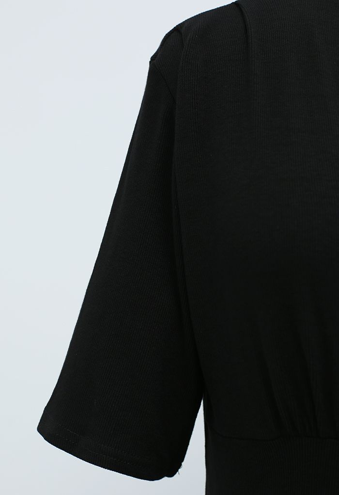 Cozy-Soft Cotton Wrap Top in Black