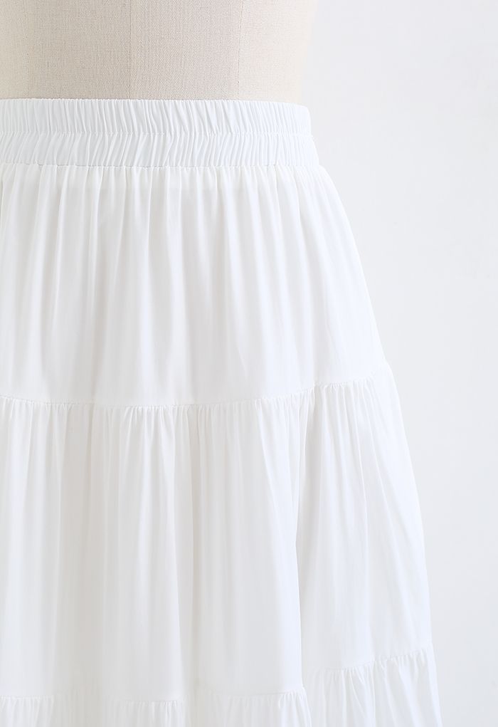 Crochet Cutwork Ruched Midi Skirt in White - Retro, Indie and Unique ...