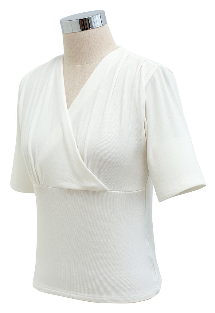 Cozy-Soft Cotton Wrap Top in White