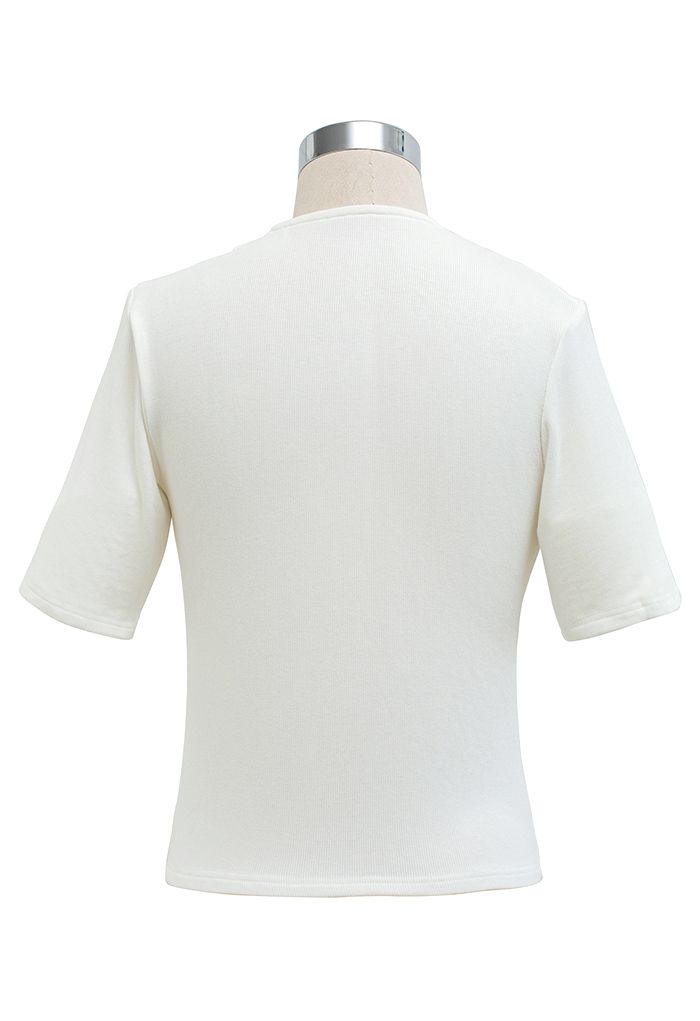 Cozy-Soft Cotton Wrap Top in White