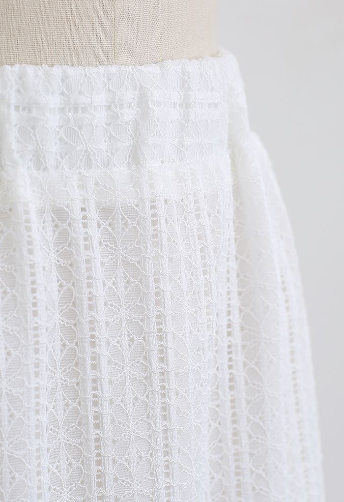 Soft Floral Lace Midi Skirt in White - Retro, Indie and Unique Fashion