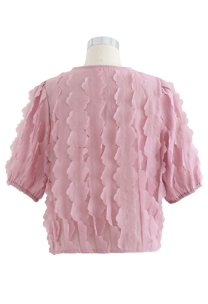 3D Flower Button Down Top in Pink