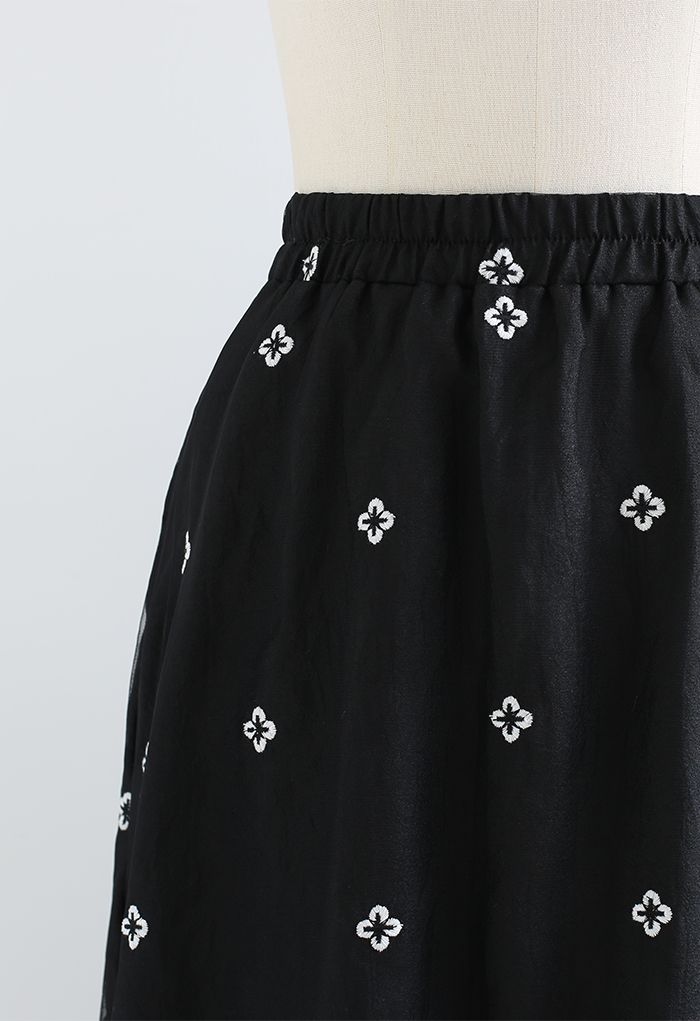 Embroidered mesh overlay outlet skirt