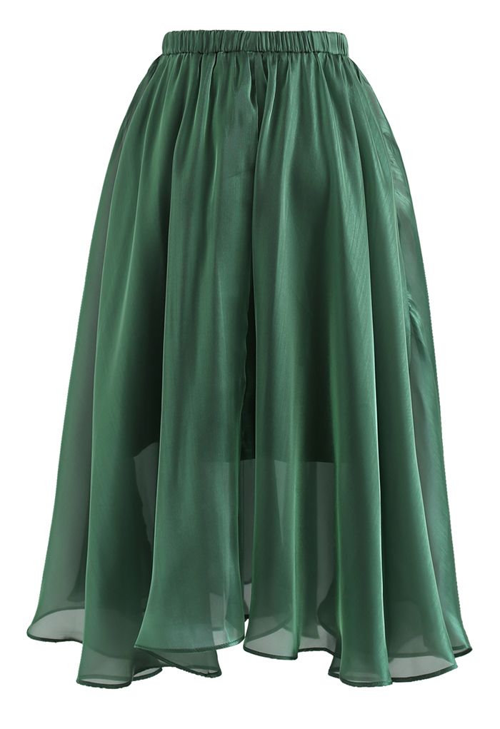 Buttons Trim High Waist Flare Midi Skirt in Green - Retro, Indie and Unique  Fashion