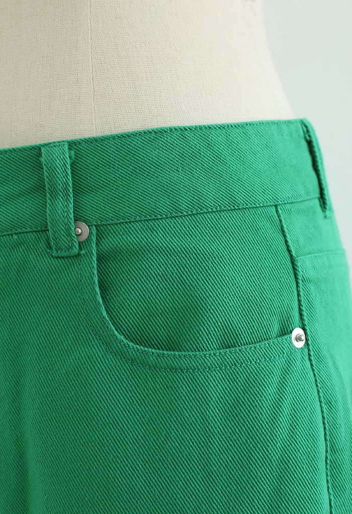 Retro Green Straight Leg Crop Jeans - Retro, Indie and Unique Fashion